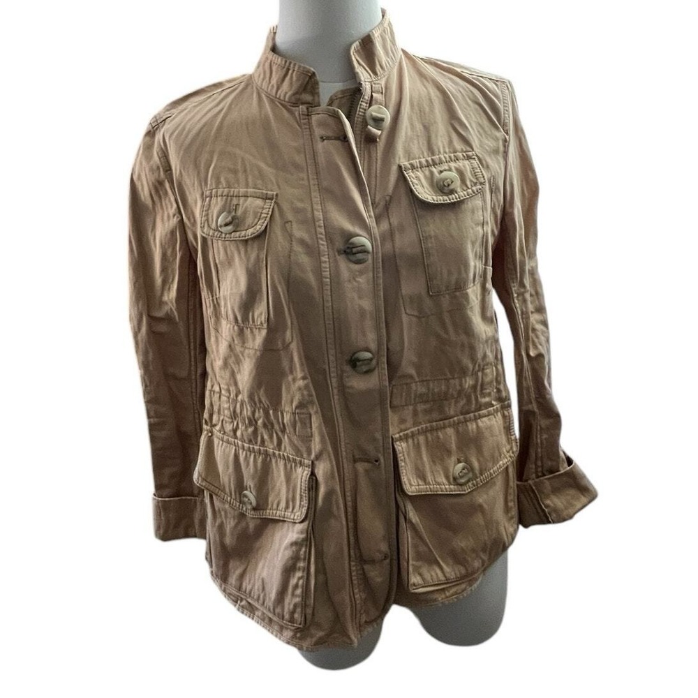 LOFT Khaki Safari Field Jacket Women's‎ Small Cotton Blend Heritage Style